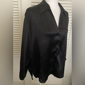 Vintage Black silky blouse XL